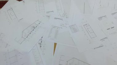 Mimari planlar, ev ayrıntıları, eskiz yapım projesi tasarımı. Mimar baskı kâğıdı ev mühendisliği kat arkaplan çizgisi. mimari iş.