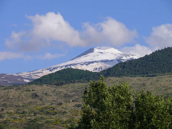 Cima Del Monte Etna Hermosa Vista Volcán Etna Soleado Día —  Fotos de Stock