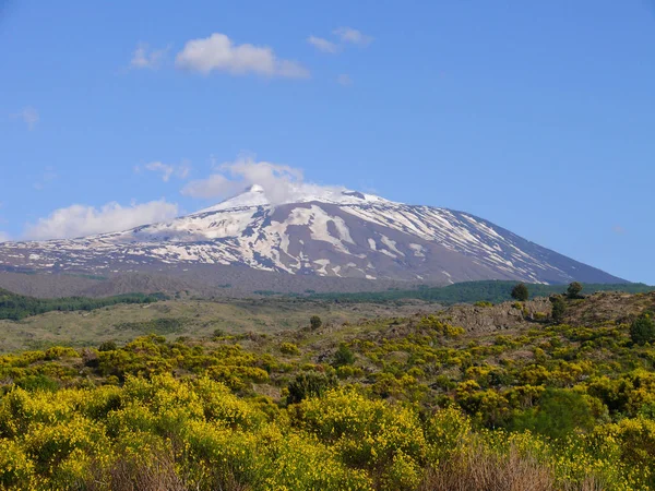 Cima Del Monte Etna Hermosa Vista Volcán Etna Soleado Día —  Fotos de Stock