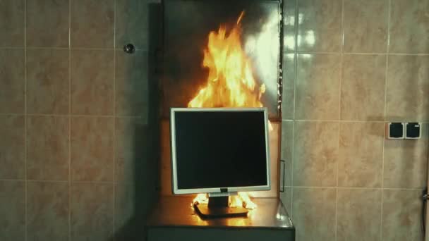 Estintore Spegne Monitor Fiamme Monitor Fiamme — Video Stock