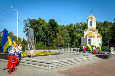 Poltava, Ukrayna - 09 Eylül 2019: Tanınmış Ukraynalı yazar, şair, Aeneid yazarı, oyun yazarı, yeni Ukrayna edebiyatı ve pu kurucusu doğumunun 250 yıldönümü kutlamaları