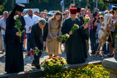 Poltava, Ukrayna - 09 Eylül 2019: Tanınmış Ukraynalı yazar, şair, Aeneid yazarı, oyun yazarı, yeni Ukrayna edebiyatı ve pu kurucusu doğumunun 250 yıldönümü kutlamaları