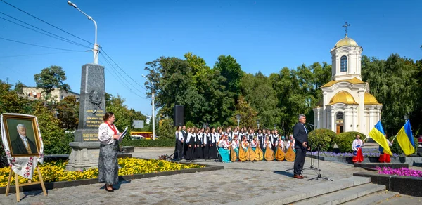 Poltava, Ukrayna - 09 Eylül 2019: Tanınmış Ukraynalı yazar, şair, Aeneid yazarı, oyun yazarı, yeni Ukrayna edebiyatı ve pu kurucusu doğumunun 250 yıldönümü kutlamaları