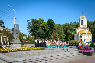 Poltava, Ukrayna - 09 Eylül 2019: Tanınmış Ukraynalı yazar, şair, Aeneid yazarı, oyun yazarı, yeni Ukrayna edebiyatı ve pu kurucusu doğumunun 250 yıldönümü kutlamaları