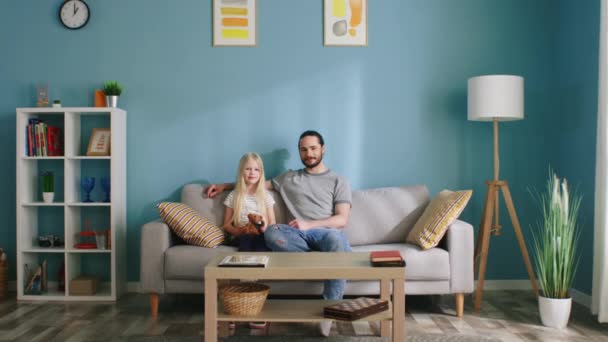 Portrait of Father with His Small Daughter — Stock Video