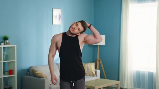 Athletic Man is Doing Morning Exercise — Stock Video