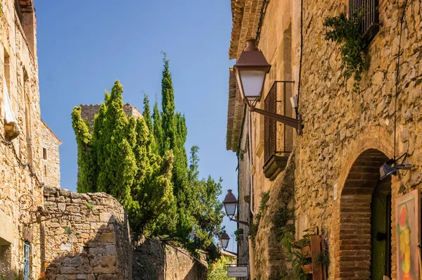 Bella Strada Nella Città Medievale Peratallada Provincia Gerona Catalogna Spagna — Foto Stock