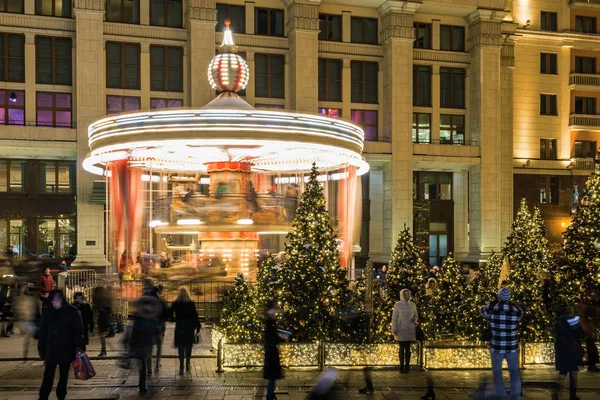 Świąteczne Oświetlenie Nowy Rok Plac Maneżowy Pobliżu Placu Czerwonego Kremla — Zdjęcie stockowe