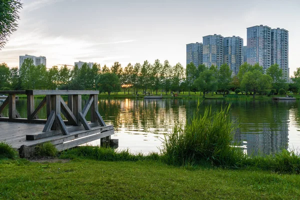 Nyári Reggeli Kilátás Yuzhnoe Butovo Park South Butovo Kerület Moszkva Jogdíjmentes Stock Fotók