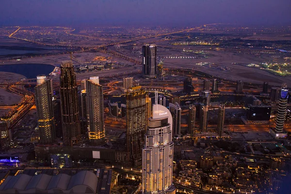 Serata Vista Notturna Sulla Dubai Moderna Emirati Arabi Uniti — Foto Stock