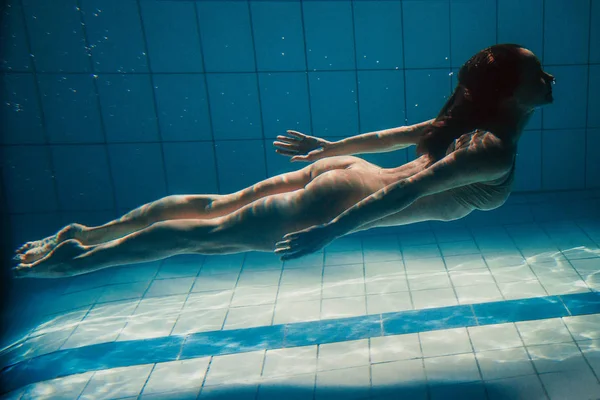 Deporte Deportivo Mujer Bajo Agua Piscina —  Fotos de Stock