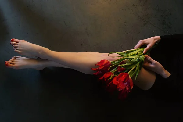 Шаблон Красивые Тонкие Гладкие Ноги Женщины После Лазерной Эпиляции Грубом — стоковое фото