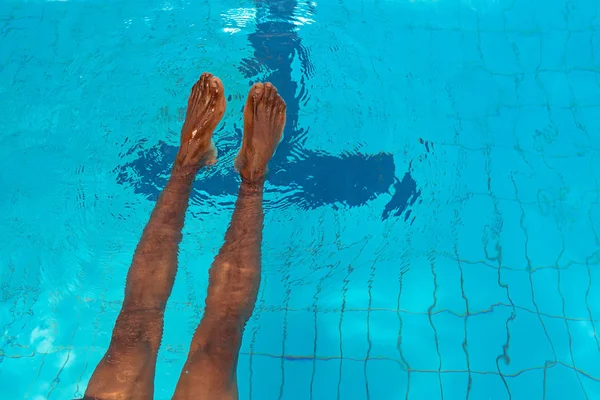 Adult African American Man Legs Underwater Swimming Pool — Stock Photo, Image