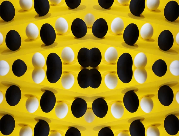 Ovos Pretos Brancos Padrão Fundo Amarelo Vidas Negras Importam Todas — Fotografia de Stock