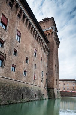 Ferrara, İtalya - Castello (kale) Estense, bir dört kuleli kale 14.yüzyılda, Ferrara, Emilia-Romagna, İtalya