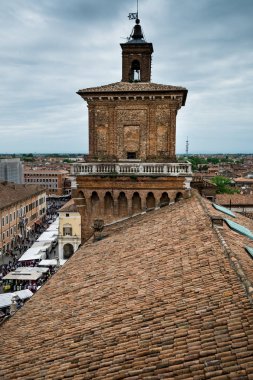 Ferrara, İtalya - Castello (kale) Estense, bir dört kuleli kale 14.yüzyılda, Ferrara, Emilia-Romagna, İtalya