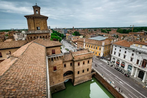 Ferrara Itálie Hrad Castello Estense Čtyři Tyčila Pevnost Století Ferrara — Stock fotografie