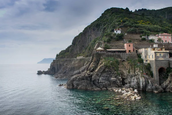 Riomaggiore Genoa Italy View Cinque Terre Cliff Dell Amore Background — стоковое фото