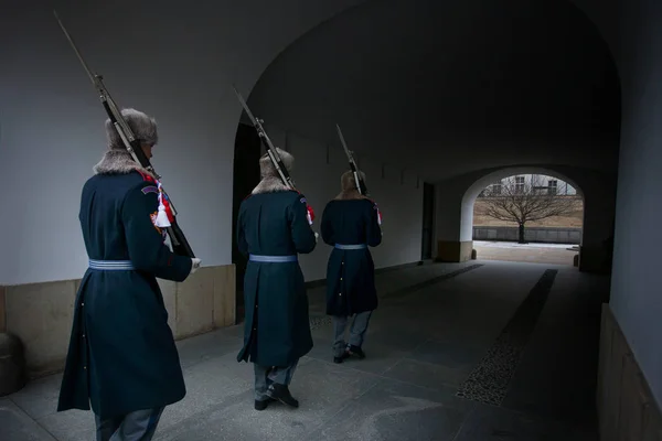 Прага Чешская Республика Февраля 2013 Смена Караула Пражском Замке Одно — стоковое фото