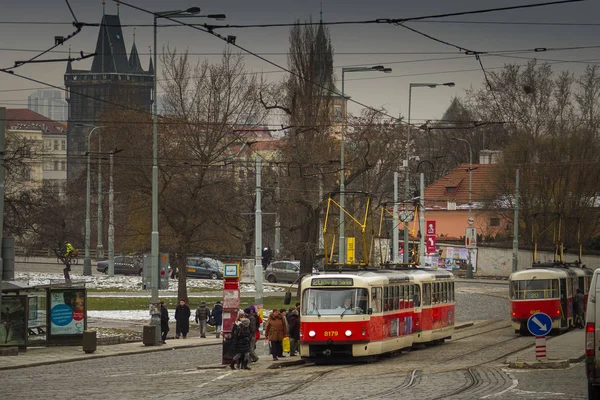 Prag Tschechische Republik Februar 2013 Bushaltestellen Und Pässe Bezirk Mala — Stockfoto