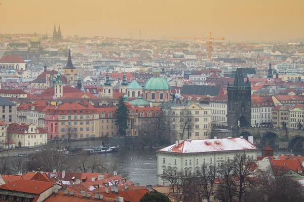 Prag Tjeckien Utsikt Över Staden Från Pragborgen Rätt Karlsbron — Stockfoto