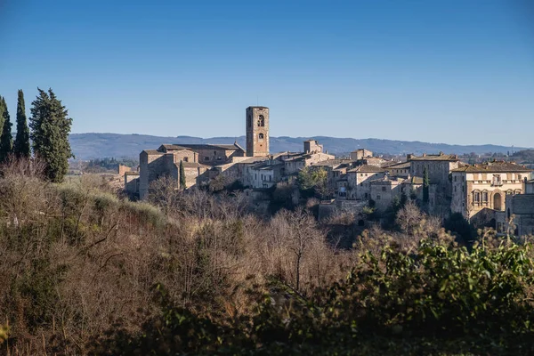 Panoramatický Pohled Středověkými Věžemi Vesnice Colle Val Elsa Siena Toskánsko — Stock fotografie