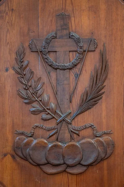 Wooden Details Entrance Door Convent San Francesco Roman Catholic Church — Stock Photo, Image