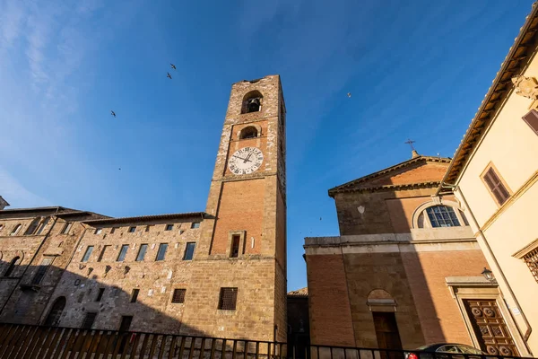中世の塔 町のコッレヴァルデルサ シエナ トスカーナの最も古い部分の大聖堂とパラッツォ プレトーリオ — ストック写真