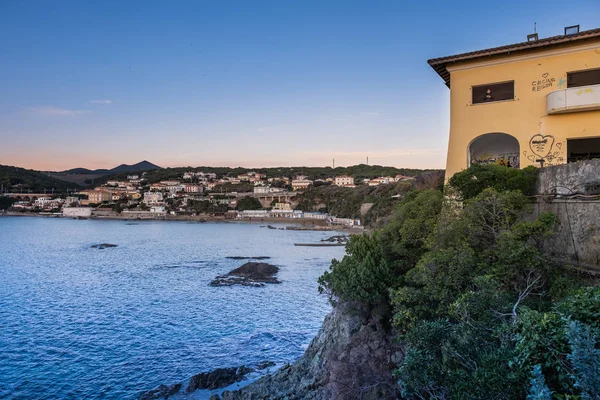 Günbatımı Castiglioncello Livorno Belediyesi Tuscany Panoramik Görünüm — Stok fotoğraf