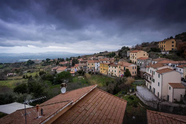 Panoramatický Pohled Obec Castellina Marittima Provincie Pisa Toskánsko — Stock fotografie