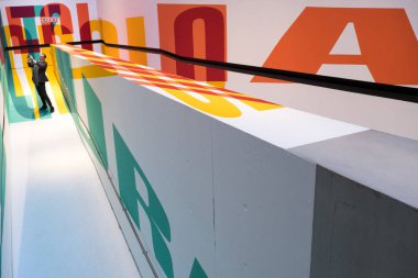 Rome, İtalya - 06 Ocak 2019: Ulusal Müzesi Zaha Hadid tarafından tasarlanmış ve kültürel miras için Bakanlık Maxxi Vakfı tarafından yönetilen XXI yüzyılın sanat.