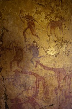 Cezayir, Sahara Çölü'nde hayvanların Wilaya Tamanrasset, Hoggar Dağları, antik kaya çizimler