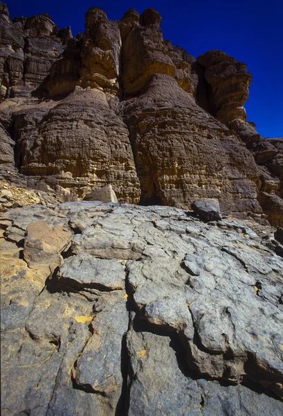 Afrika Algerije Sahara Tassili Ajjer Nationaalpark Tadrart Rock Torens Zandduinen — Stockfoto