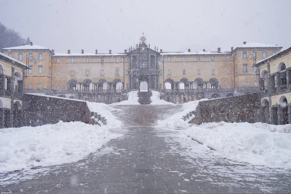 Sanctuaire Oropa Hiver Avec Neige Province Biella Piémont Italie Patrimoine — Photo