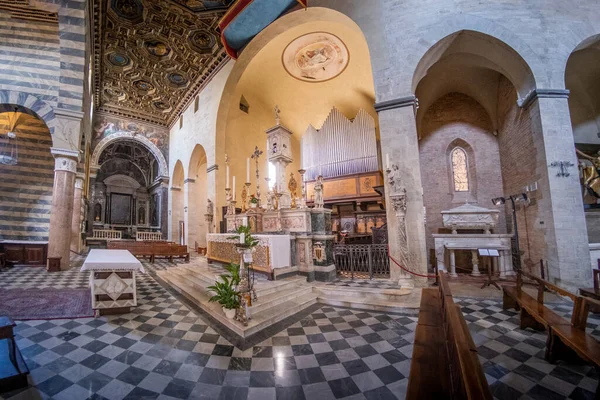Interior Catedral Santa Maria Assunta Volterra Con Sus Paredes Dobles — Foto de Stock