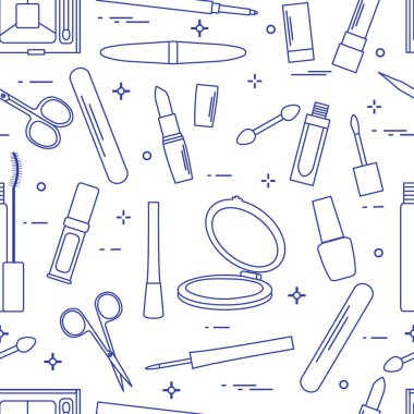 Seamless modeli Dekoratif kozmetik, tırnak bakımı için aksesuarlar. Glamour moda moda stil.