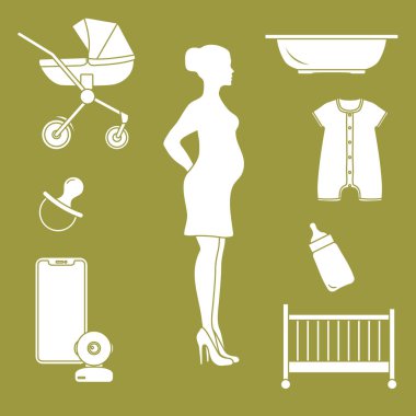 Hamile kadın ve bebekler için ürünler. Puset, beşik, Bebek telsizi, şişe, emzik, çocuklar, Tulum için banyo.