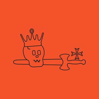 Kafatası, taç, kılıç, çapraz. Öğe kartpostal, afiş veya yazdırma için Tasarla. 