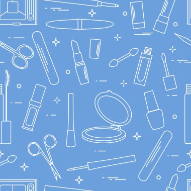 Seamless modeli Dekoratif kozmetik, tırnak bakımı için aksesuarlar. Glamour moda moda stil.