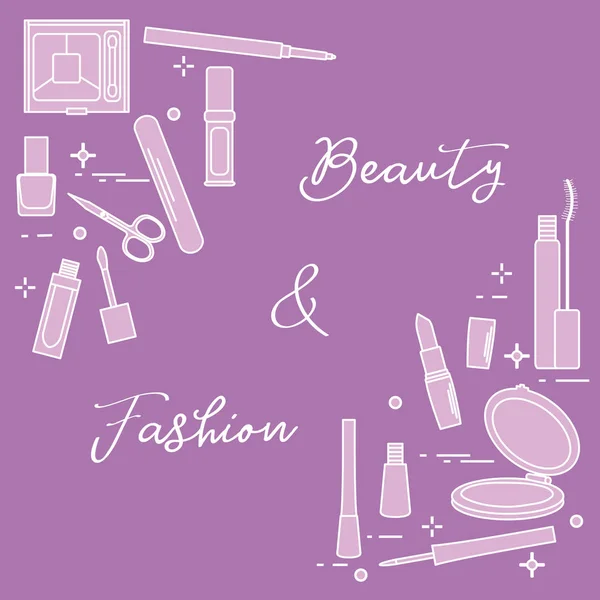 Cosmética Decorativa Accesorios Para Cuidado Uñas Estilo Moda Moda Glamour — Vector de stock