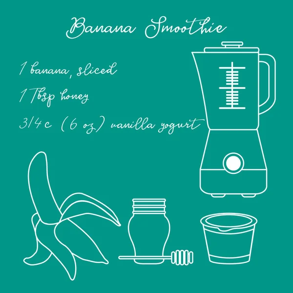 Receta Licuadora Ingredientes Para Hacer Batido Plátano Hábitos Alimenticios Saludables — Vector de stock