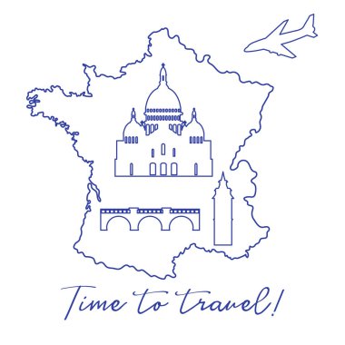 Fransa, köprü, kule, Bazilika, uçak Haritası. Seyahat ve eğlence.