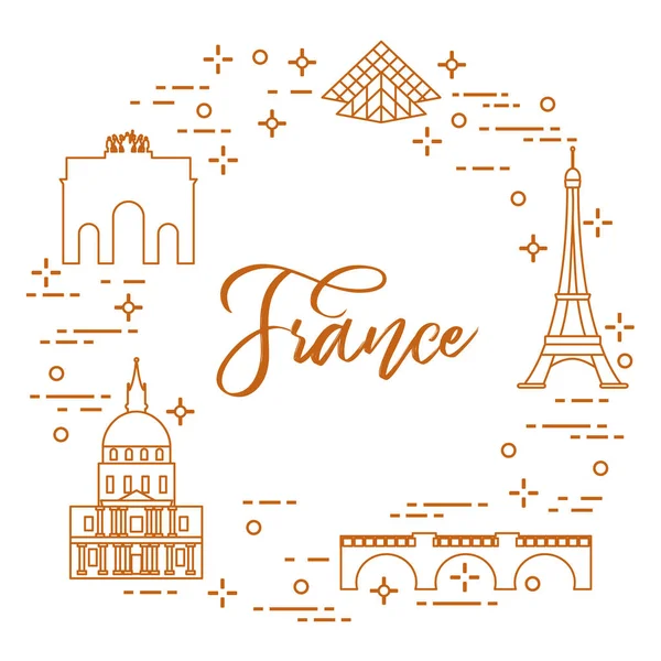 Berühmte Gebäude Von Paris Symbole Und Wahrzeichen Reisen Und Freizeit — Stockvektor