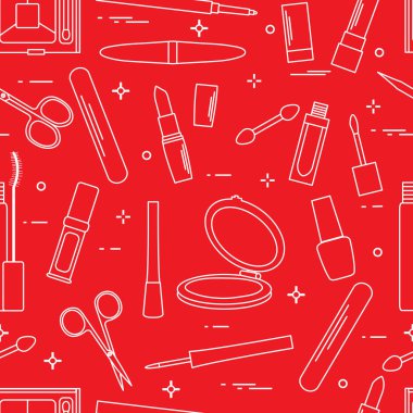 Seamless modeli Dekoratif kozmetik, tırnak bakımı için aksesuarlar. Glamour moda moda stil.