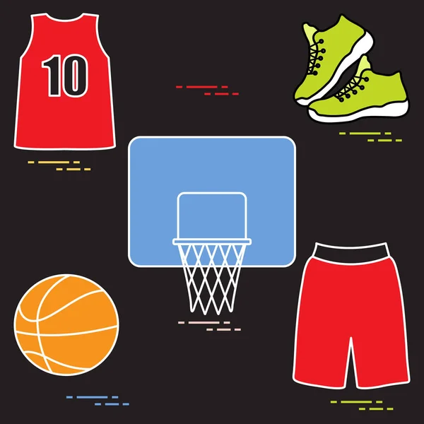 Uniforme Sport Équipement Pour Basket Basketball Panier Chemise Baskets Short — Image vectorielle