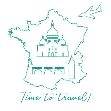 Fransa, köprü, kule, Bazilika, uçak Haritası. Seyahat ve eğlence.