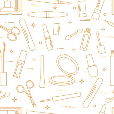 Seamless modeli Dekoratif kozmetik, tırnak bakımı için aksesuarlar. Glamour moda moda stil.