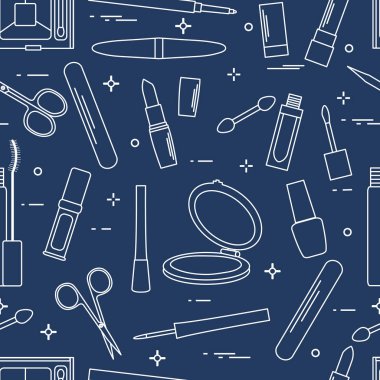 Seamless modeli Dekoratif kozmetik, tırnak bakımı için aksesuarlar. Glamour moda moda stil.