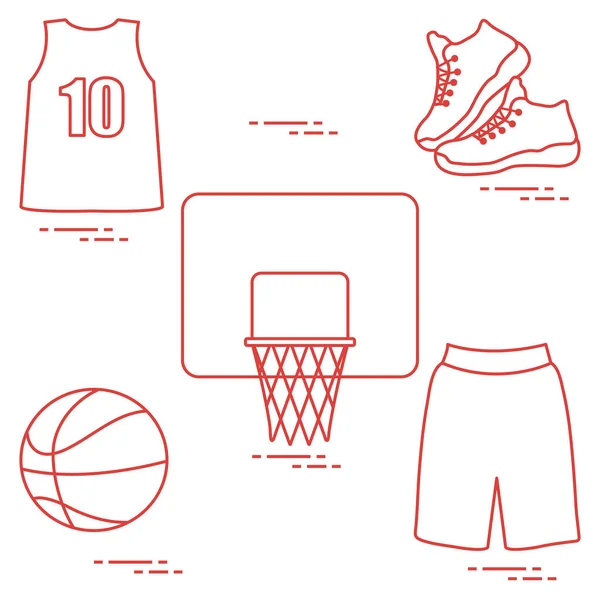 Uniforme Sport Équipement Pour Basket Basketball Panier Chemise Baskets Short — Image vectorielle