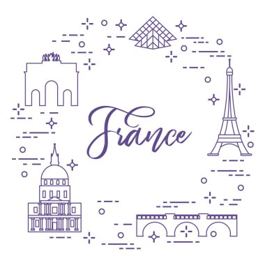 Paris'in ünlü binalar. Simgeler ve simge. Seyahat ve eğlence.